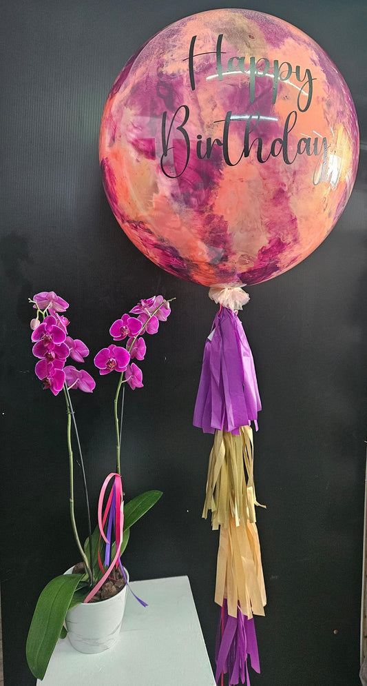 Orquídea Morada con Burbuja Marmoleada Personalizada