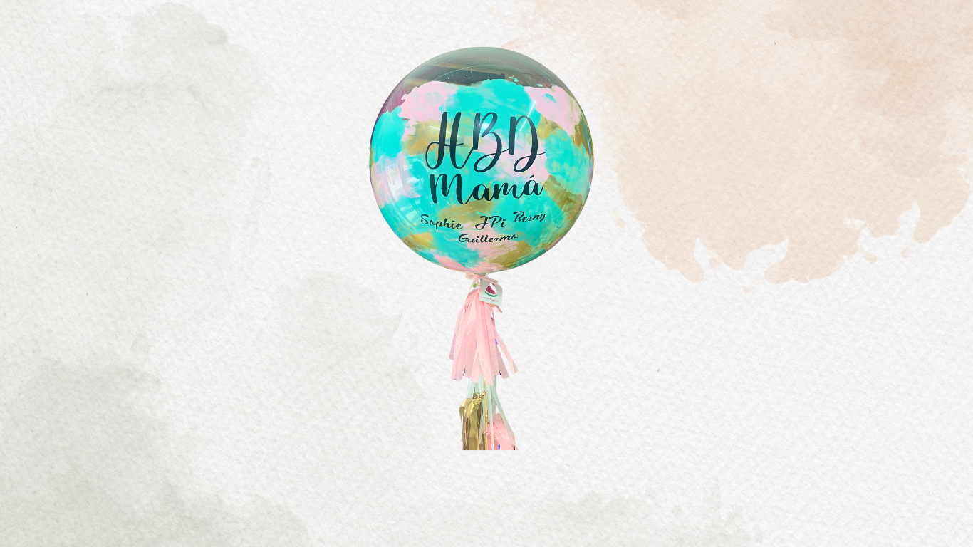 Burbuja Marmoleada con 3 Globos Latex